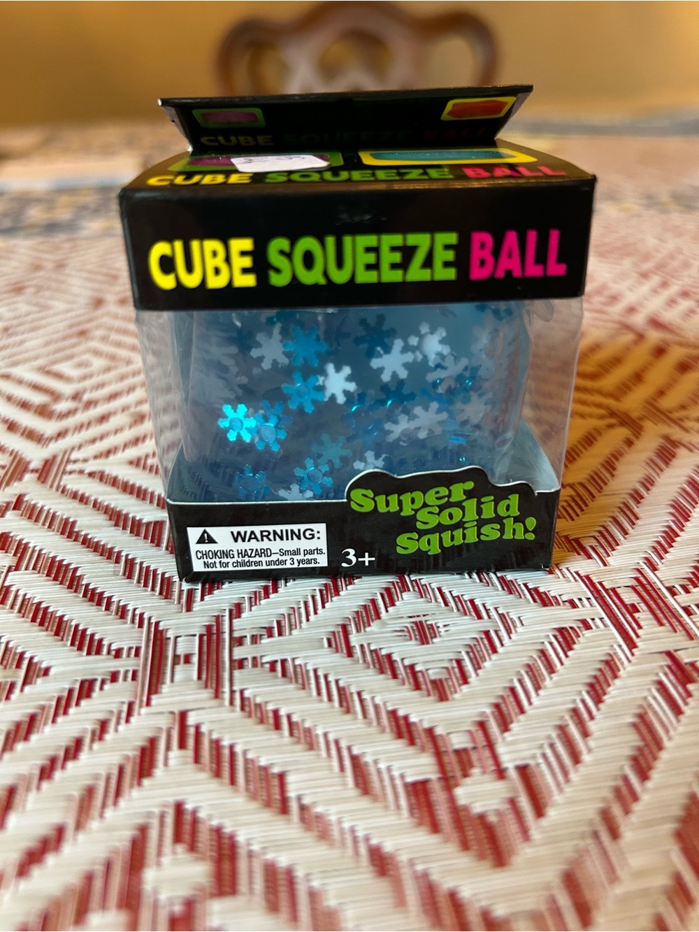 Cube Squeeze Ball - Blue Super Solid Squish With Snowflakes